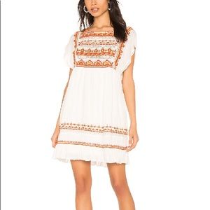 Free People Sunrise Wanderer Embroidered Cotton Mini Dress In Ivory XS